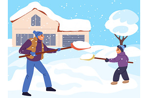 Father and son in warm clothes clear, a Person Illustration by Vectorbuum