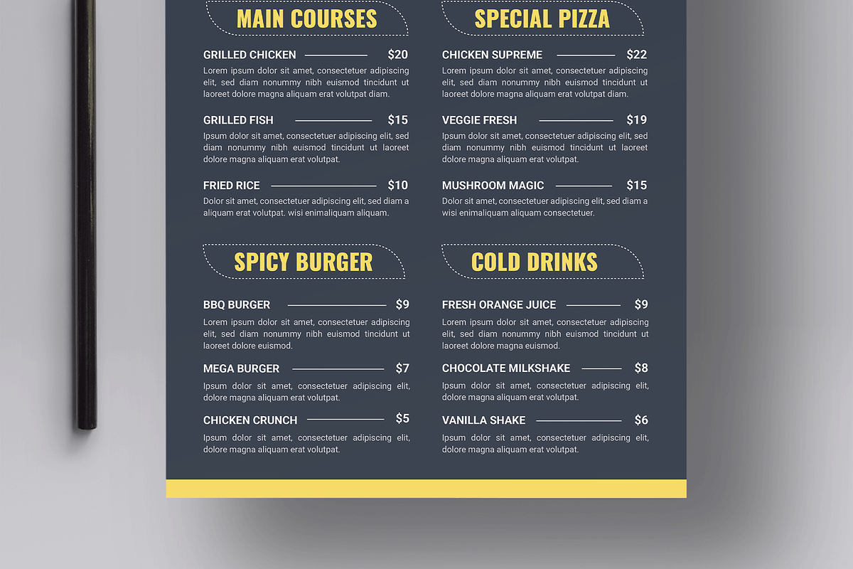 Restaurant Food Menu Template Design, a Flyer Template by MightyDesign (Photo 5 of 8)