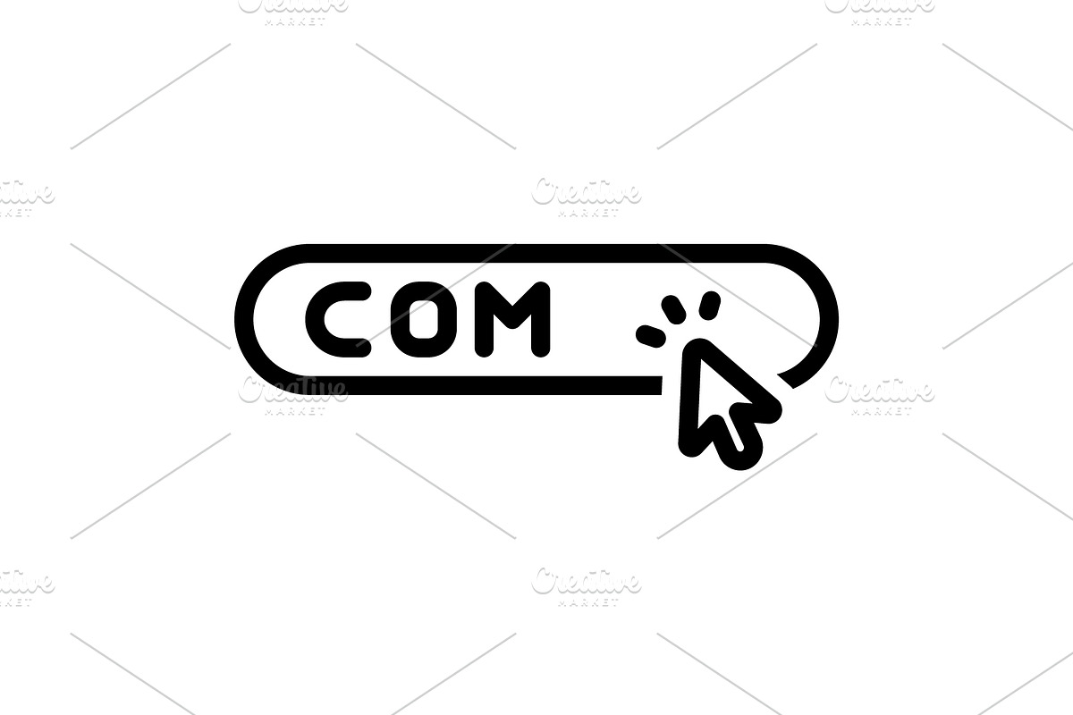 Com domain black icon, an Outline Icon by Creative priyanka