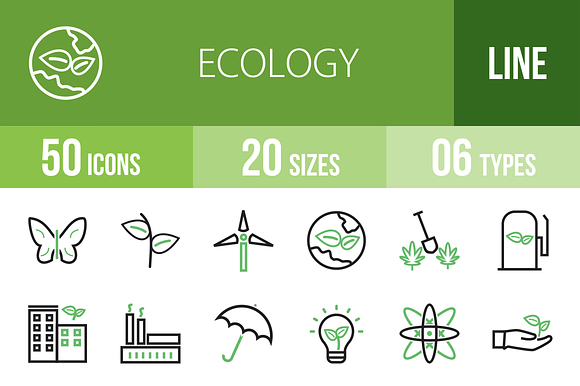 50 Ecology Green Black Icons