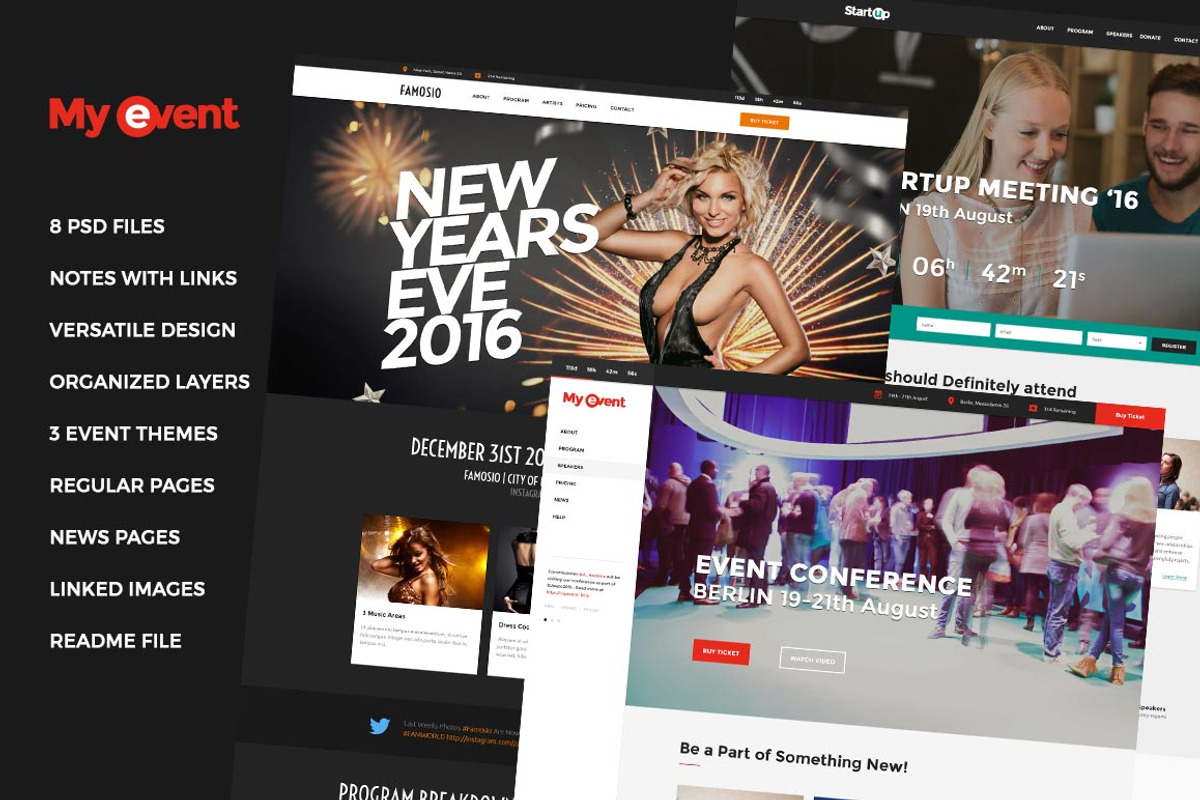 MyEvent - Event Bundle PSD, a Websites & App Template by ColorByt (Photo 1 of 9)