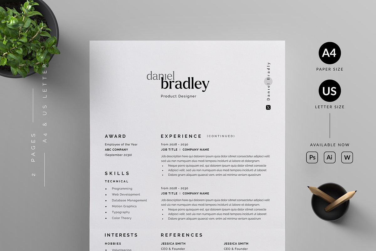 2 Resume/CV Bundle, a Resume Template by Reuix Studio (Photo 8 of 11)