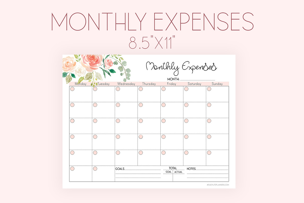 Monthly Expense Tracker PDF, a Stationery Template by EasyLifePlanners (Photo 1 of 4)