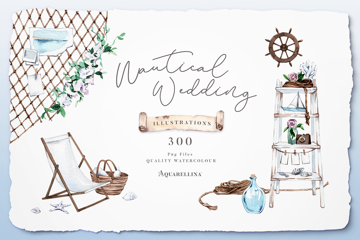 Nautical Beach Wedding Illustrations, a Decorative Illustration by Aquarellina (Photo 1 of 34)