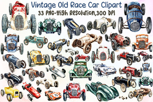 Vintage Old Race Car Clipart, an Illustration by Sublimation Artist