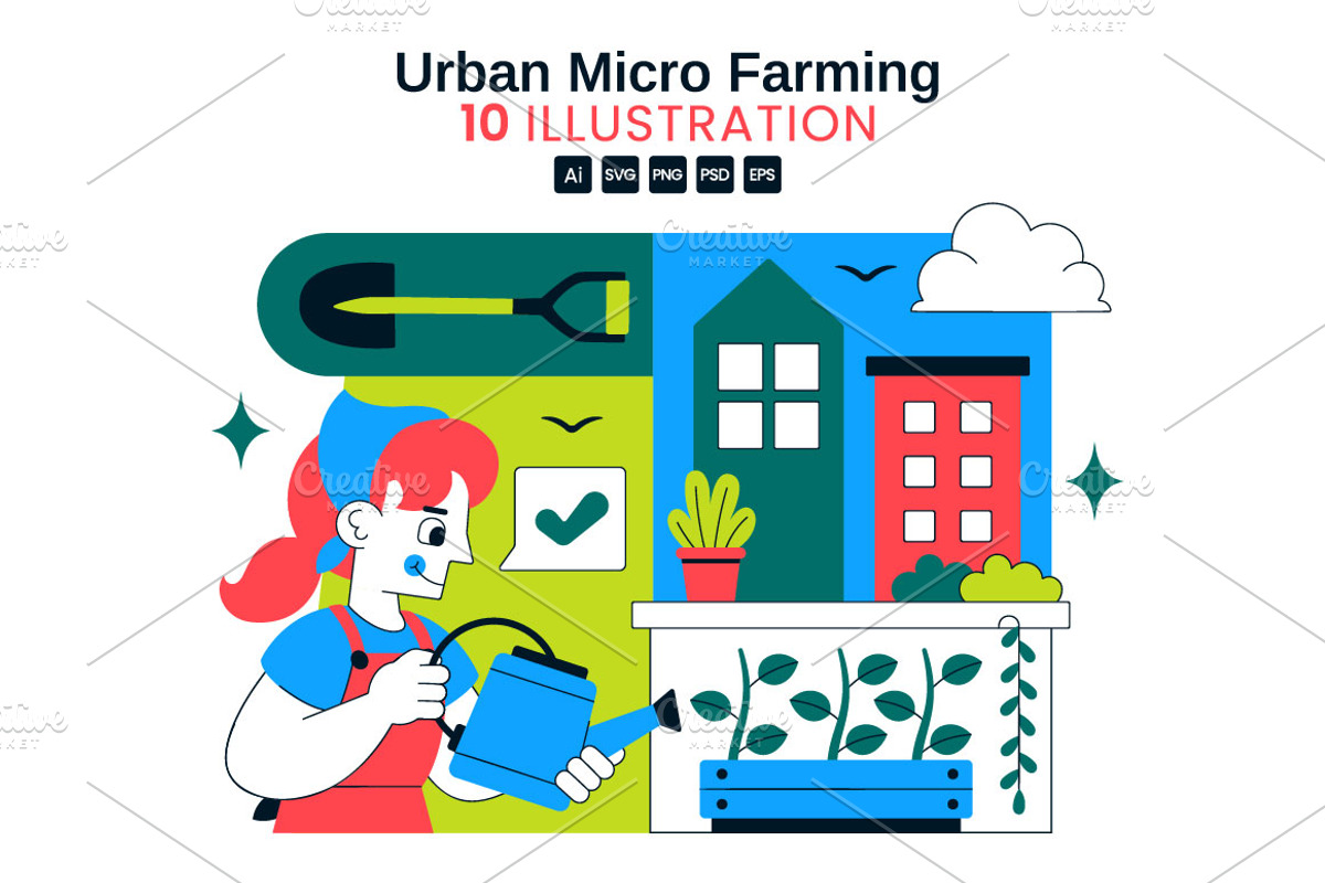 10 Urban Micro Farming Illustration, a Decorative Illustration by denayunebgt (Photo 1 of 4)
