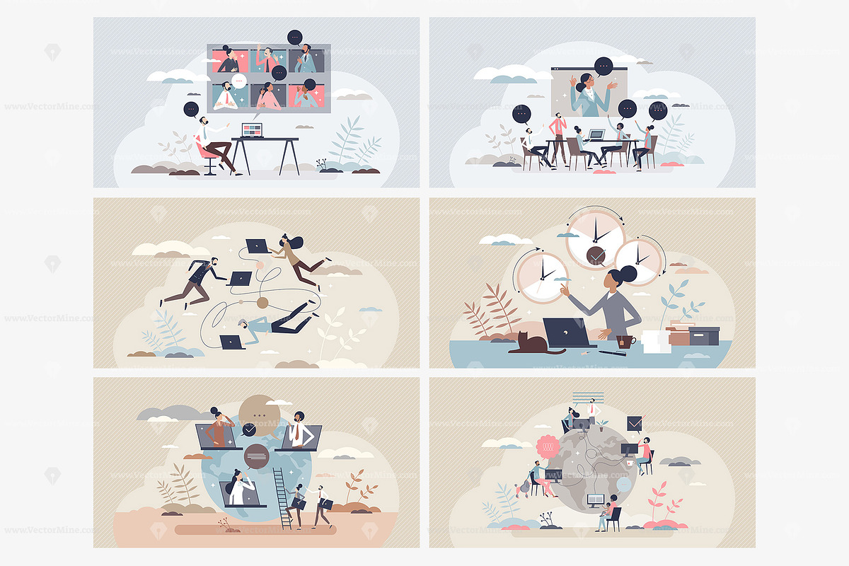 18 Remote Work Concepts, a Person Illustration by VectorMine (Photo 2 of 8)