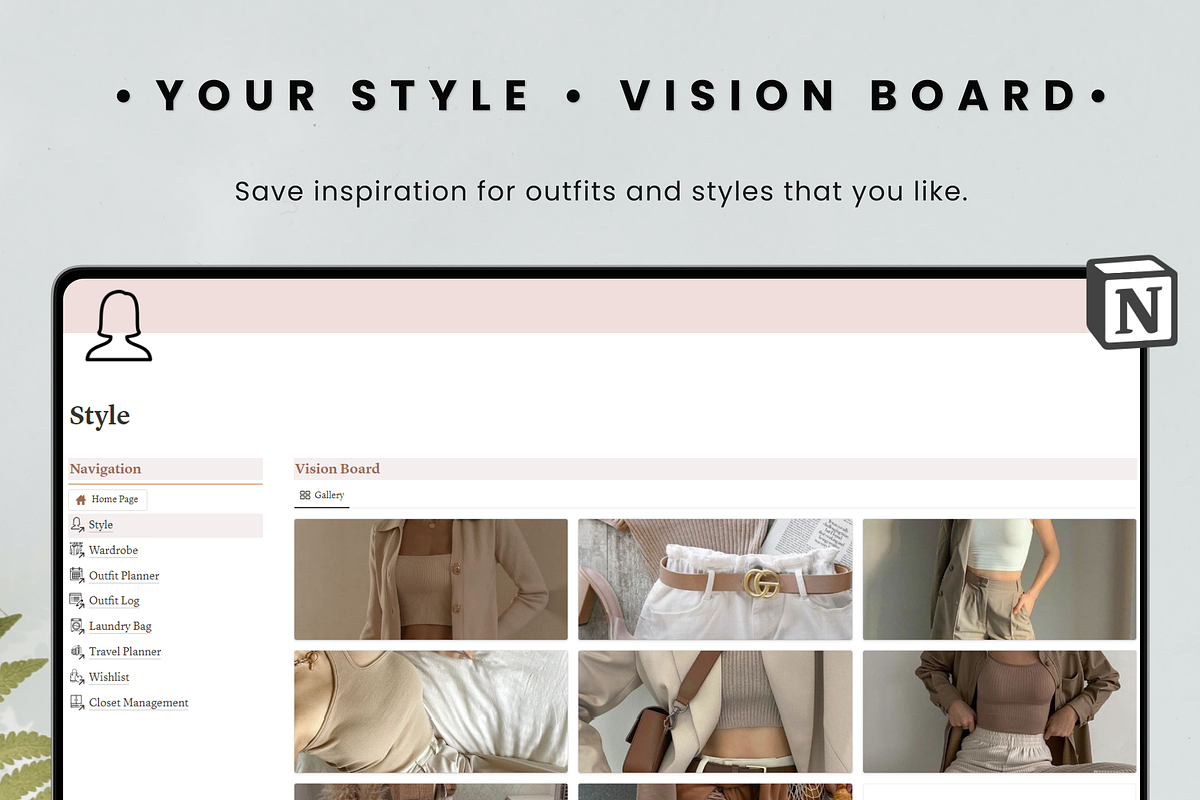 Wardrobe Manager Notion Template, an App Template by MondaySpark (Photo 3 of 9)