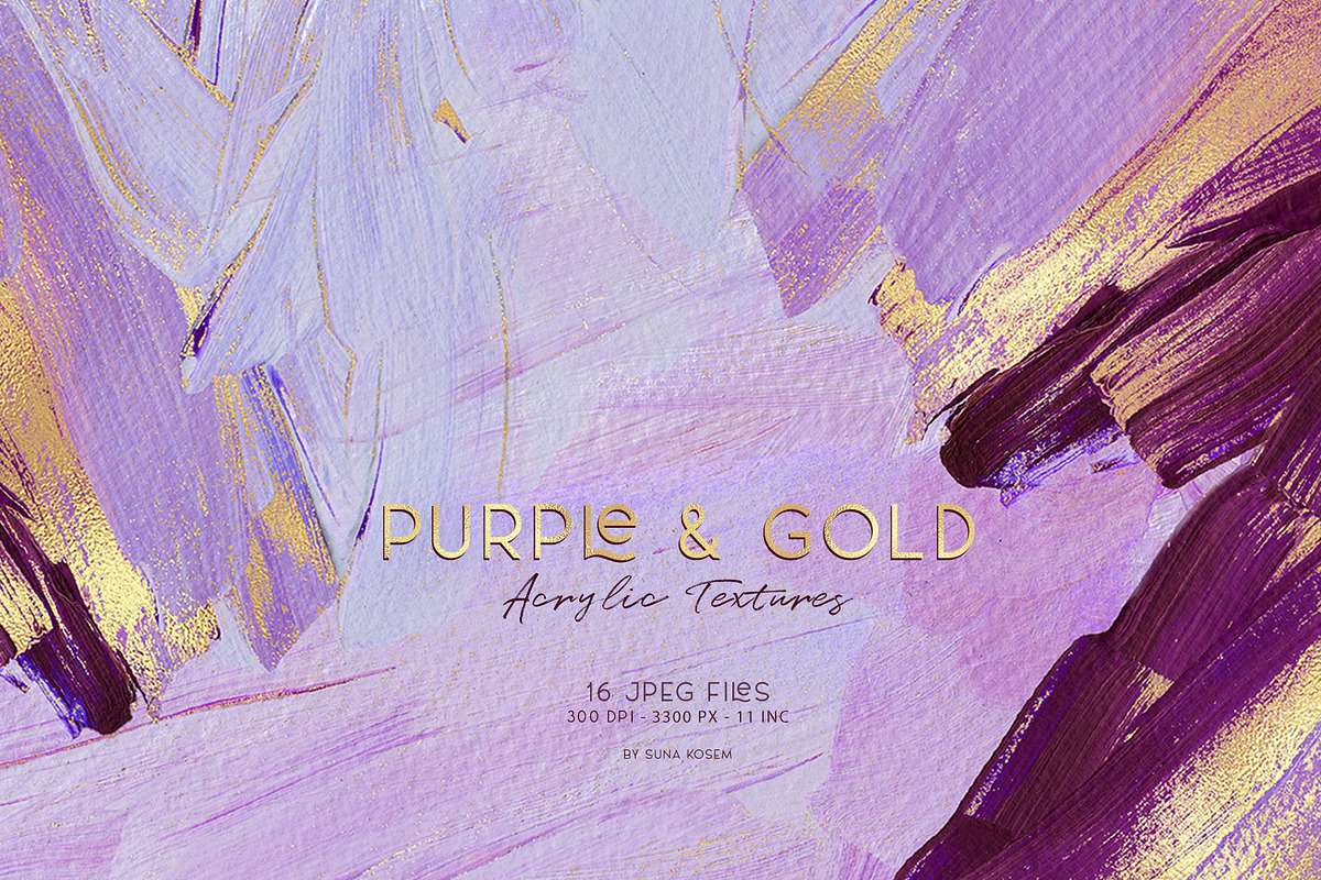 Purple & Gold Acrylic Textures, a Texture Graphic by Suna Kosem (Photo 1 of 10)