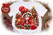 Christmas Raccoon PNG, a Seasonal Illustration by Watercolor design (Thumbnail 3 of 3)
