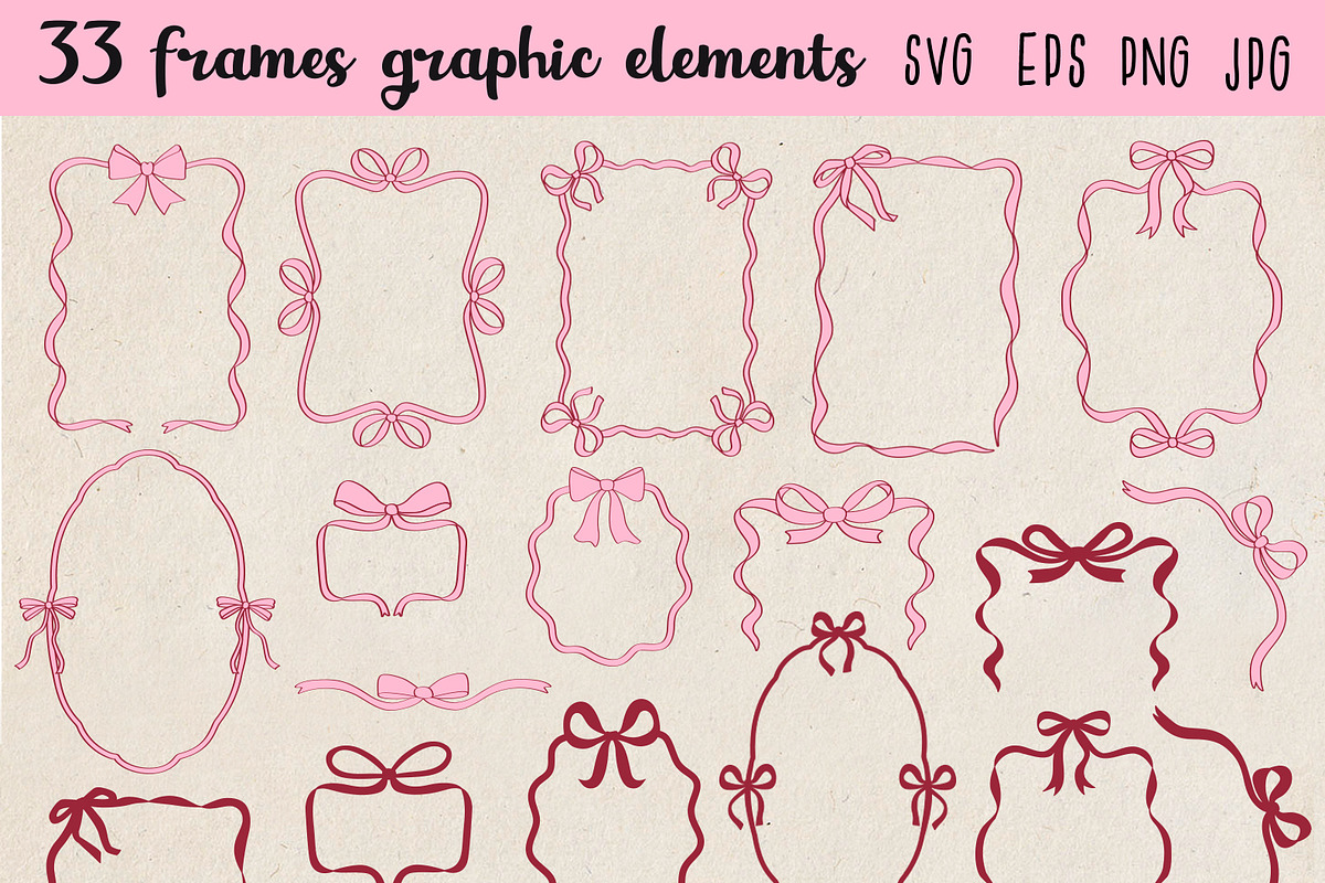 Coquette pink bows Vector collection, a Decorative Illustration by NataKa (Photo 3 of 9)
