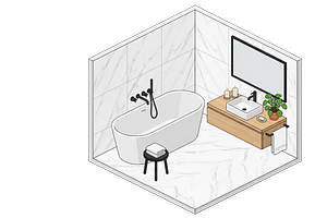 bathroom interior 3D illustration, an Object Illustration by Nurlan's shop
