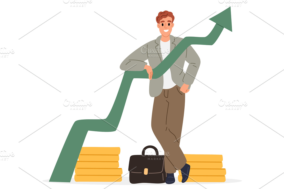Successful businessman with growing, a Finance Illustration by Vectorbuum