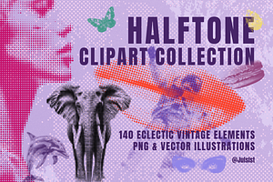 Halftone Retro Clipart Collection