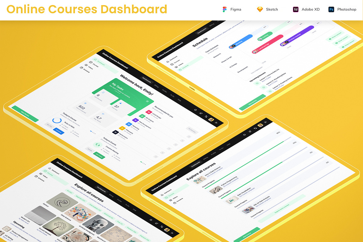 Online Courses Dashboard Web App, an UI Kit Template by nagaredesignstudio (Photo 1 of 5)
