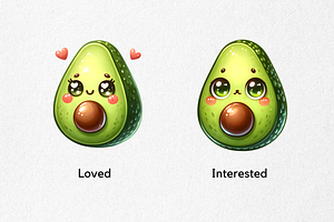 Cute Avocado Face Expressions