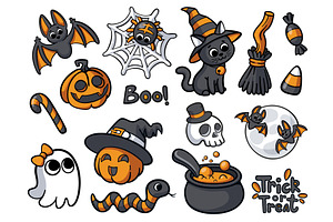 Cute Cartoon Halloween Stickers In