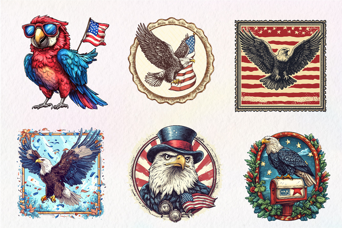 Patriotic Eagle Postage Stamp, an Illustration by CreationArt (Photo 4 of 5)
