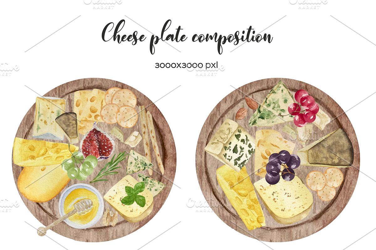 Watercolor Cheese Board Logo, an Illustration by Art and Funny (Photo 4 of 5)