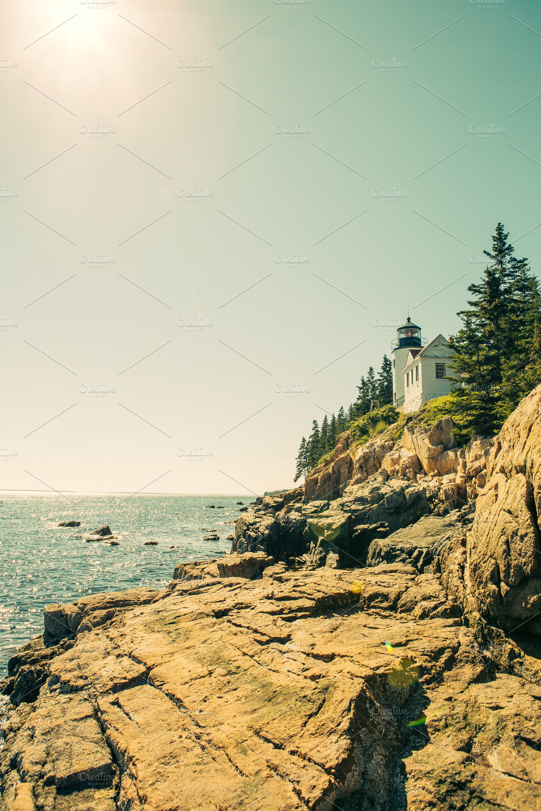 Maine lighthouse stock photo containing acadia and national park, a Nature Photo by Moth Owl Photography