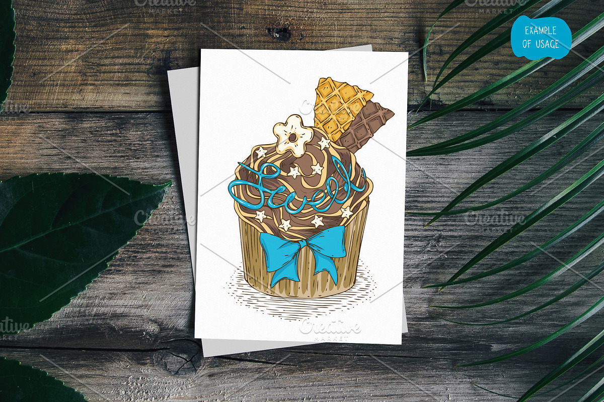 Cupcake. Hand Drawn Creator Kit, a Decorative Illustration by DeepFuze (Photo 6 of 6)