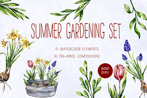 Plants gardedidng watercolor clipart