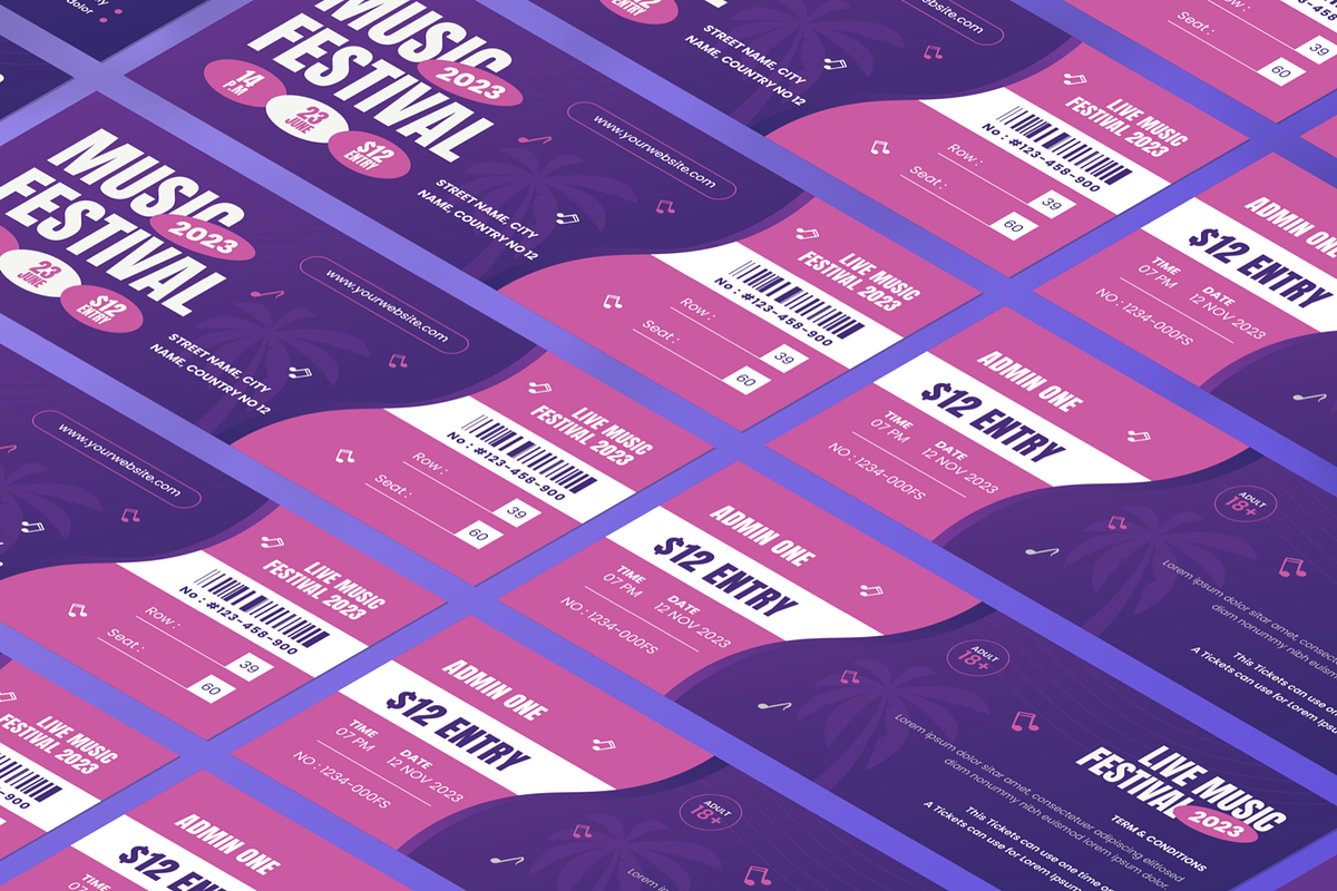 Music Festival - Ticket, a Print Template by SquidPixey (Photo 4 of 4)