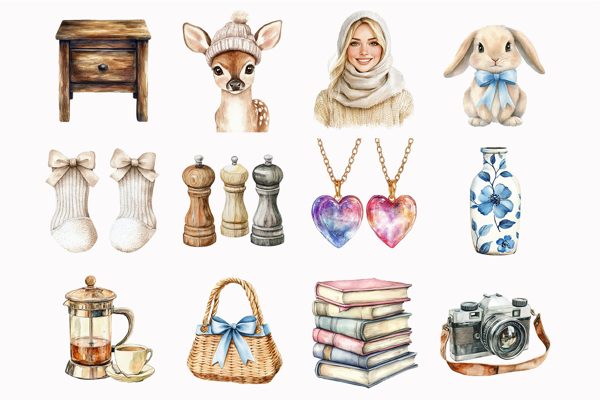 Watercolor Quiet Cottage Clipart, an Illustration by Design Market (Photo 5 of 5)