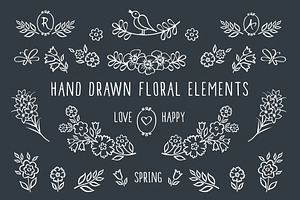 Hand drawn floral elements