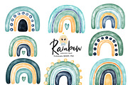 Watercolor blue rainbow clipart, an Illustration by Natalya_Mona_Art (Thumbnail 1 of 3)