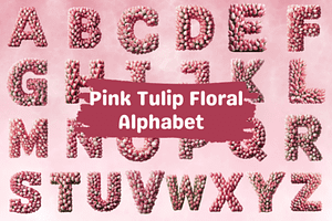 Pink Tulip Alphabet Sublimation Clip