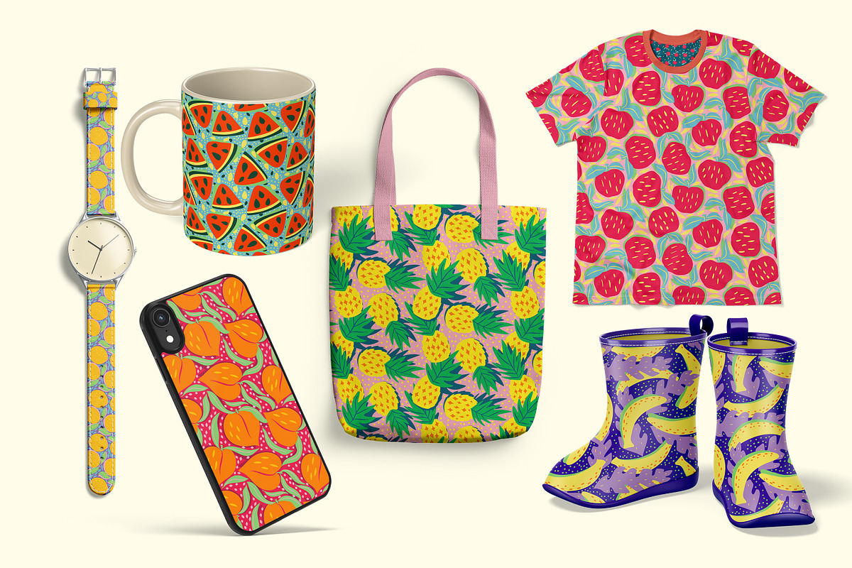 summer fruits - pattern collection, a Pattern Graphic by Mona Ahmed (Photo 5 of 6)