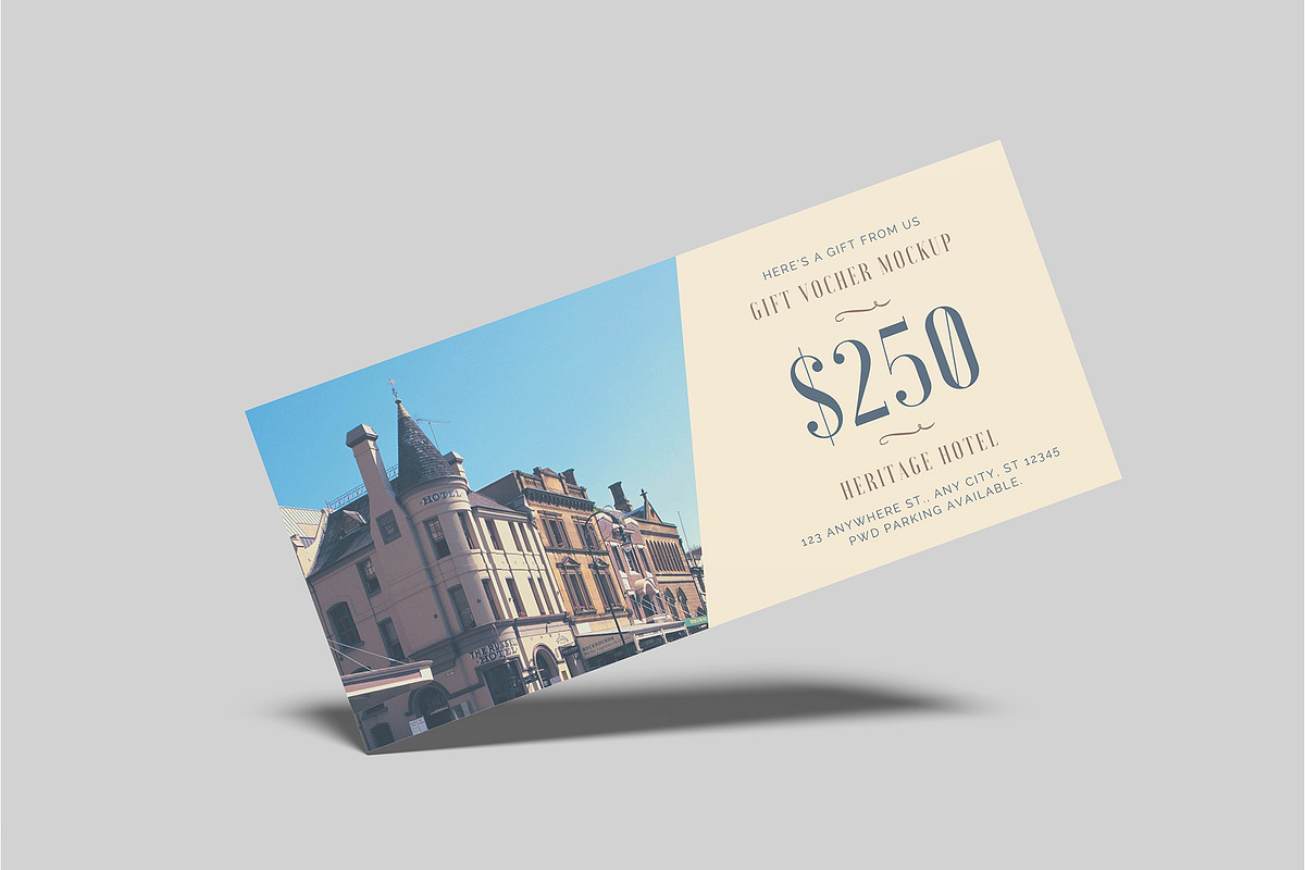 Gift Voucher Mockup, an Advertising Mockup by Bangdastudio (Photo 7 of 15)