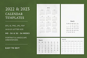 2022 & 2023 Calendar Templates, a Stationery Template by Anatartan Design (Thumbnail 1 of 8)