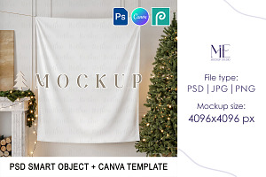 Tapestry Mockup Christmas Banner