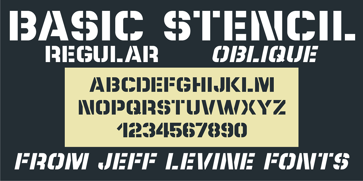 Basic Stencil JNL, a Sans Serif Font by Jeff Levine Fonts