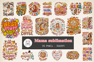 Mother’s Day Sublimation PNG Bundle, an Illustration by GlitterCraft