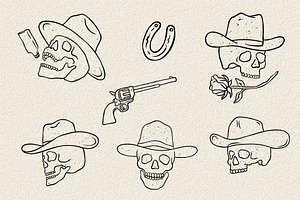 WESTERN SKULL SVG, VECTOR, PNG