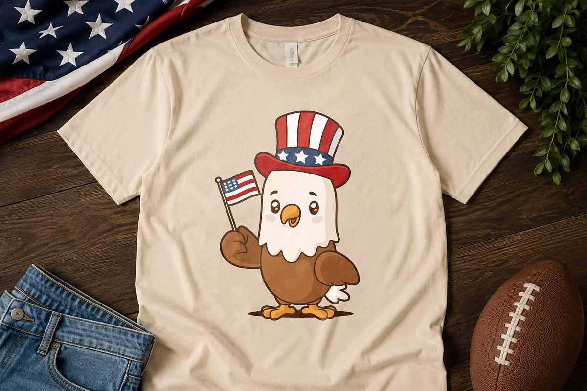 Cute Patriotic Bald Eagle, an Animal Illustration by Vector Kitchen by Zoljo (Photo 2 of 3)