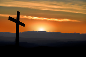 Silhouette of a christian cross featuring background, beautiful, and beauty