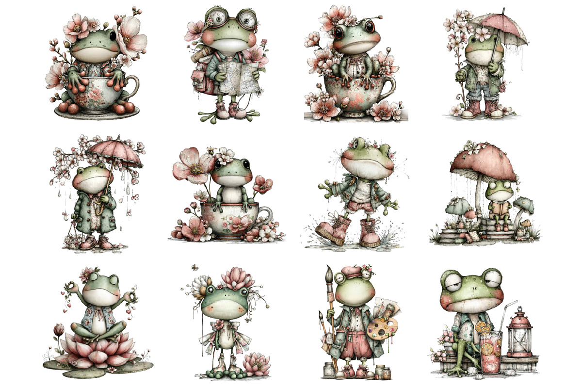 Whimsical Spring Frog Clipart, a Graphic by CitraGraphics (Photo 4 of 4)
