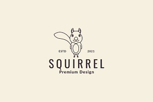 Cute Squirrel Cartoon Smile Logo