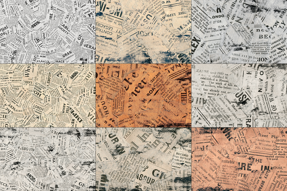 10 Grunge Vintage Newspaper Overlays, a Texture Graphic by Mint Pixels (Photo 2 of 4)