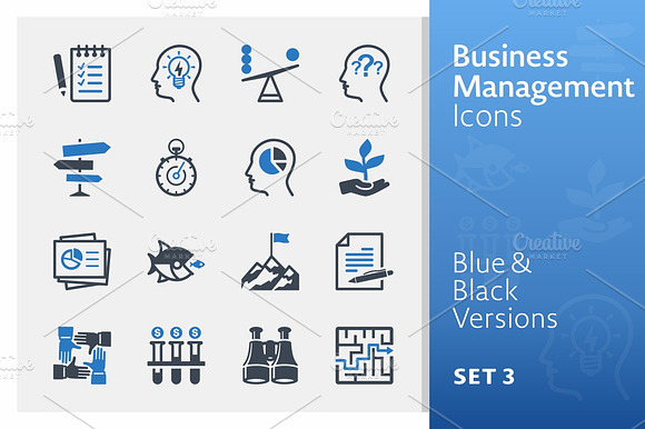Business Management Icons 3 Blue