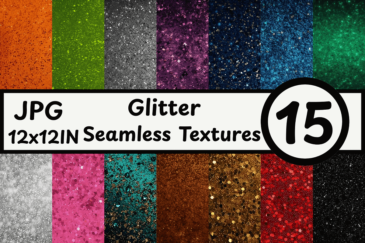15 Color Seamless Glitter Texture, a Texture Graphic by Dizzy Art Studio (Photo 1 of 3)