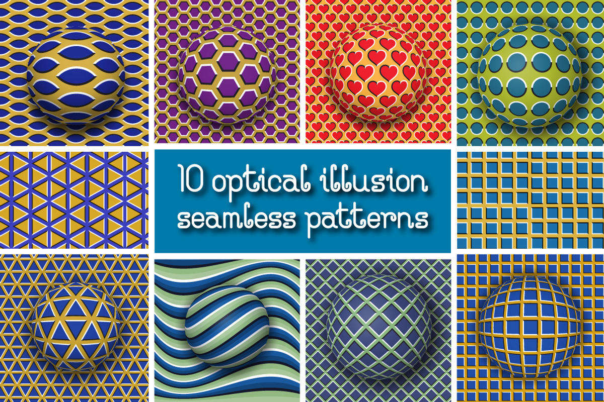 Optical illusion seamless patterns, a Pattern Graphic by Guten Tag Vector