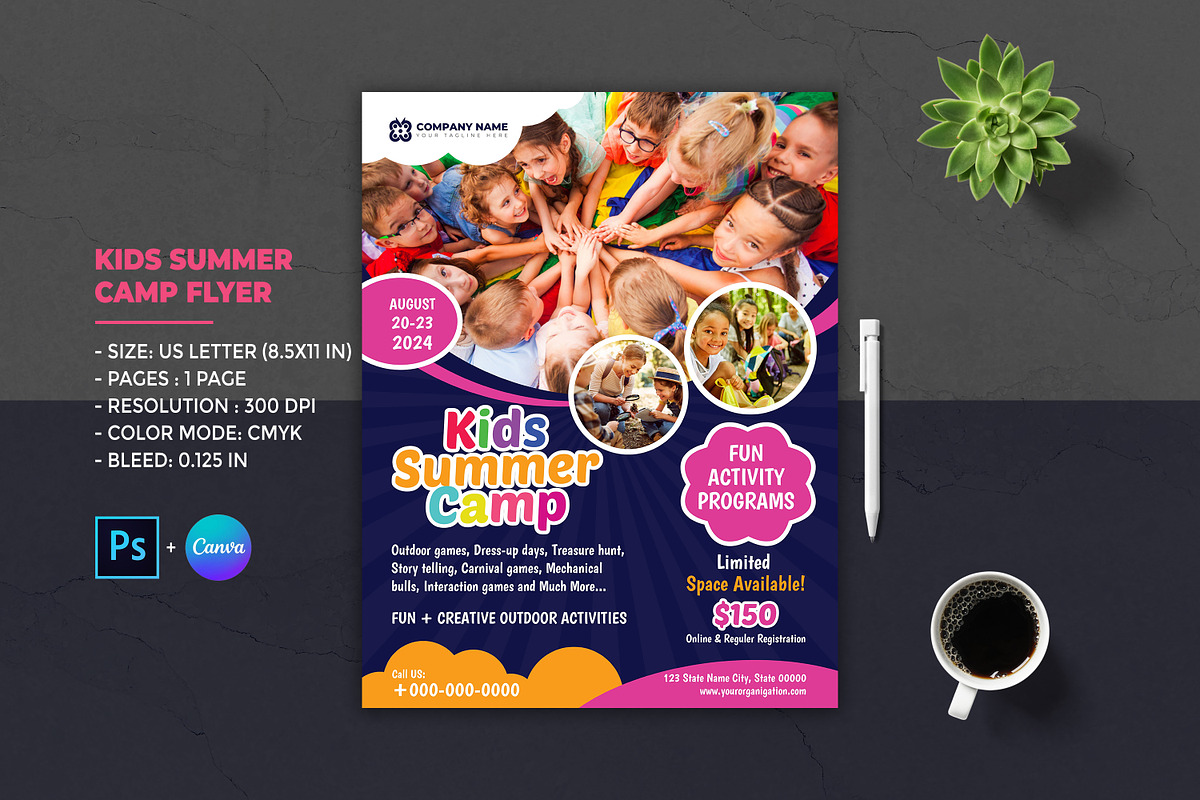 Kids Summer Camp Flyer, a Flyer Template by Designscozy (Photo 1 of 5)