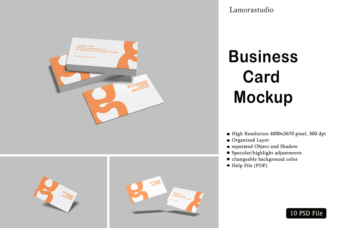 Business Card Mockup, a Business Card Template by lamorastudio (Photo 1 of 11)