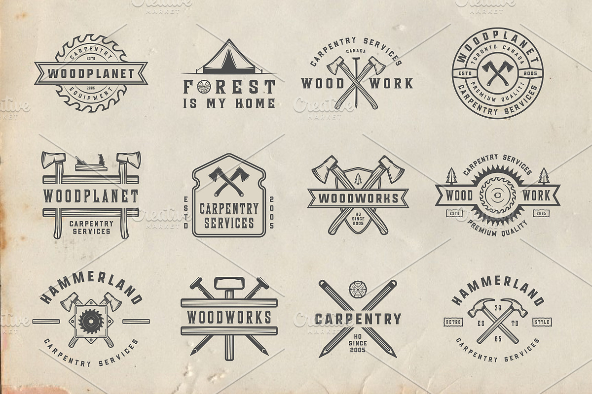 Vintage Carpentry Emblems part 1, a Branding & Logo Template by AkimD (Photo 6 of 10)