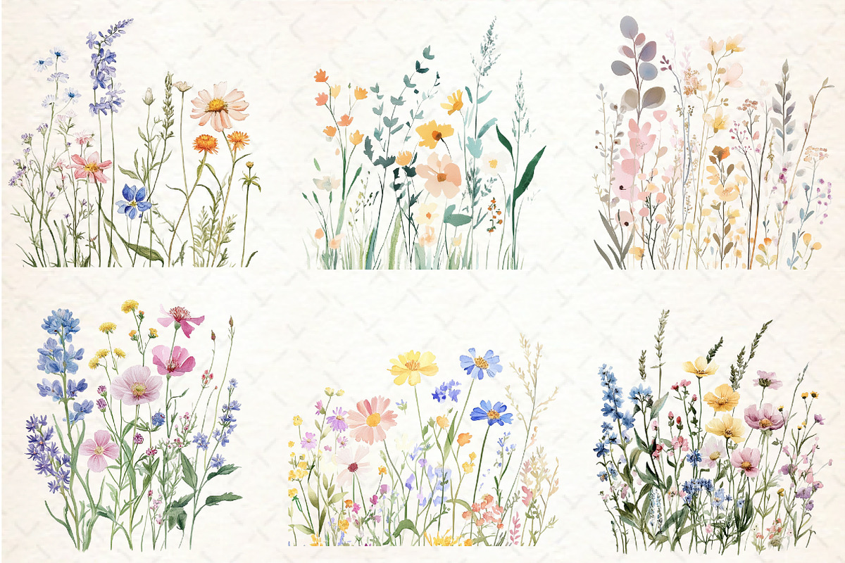 Wildflower Meadow Watercolor Clipart, an Illustration by Libby Wishes (Photo 4 of 6)